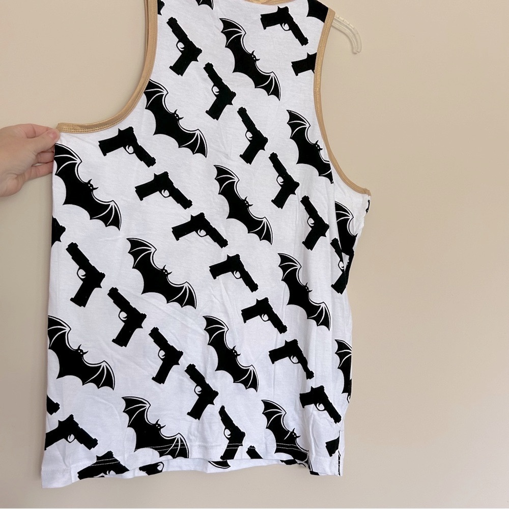 🆕 Bats & Gats Men’s White and Black Tank Top - Picture 7 of 9